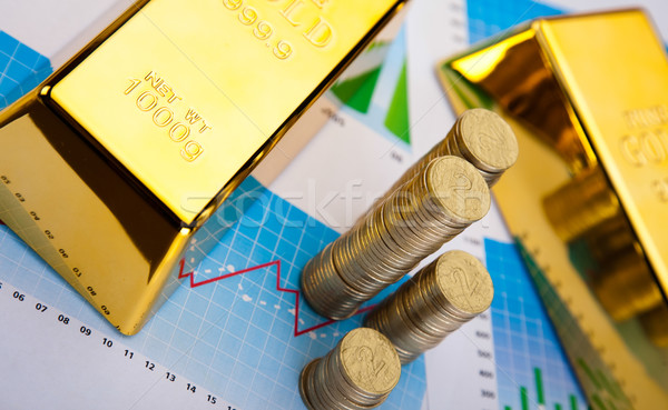 Gold bars background, ambient financial concept Stock photo © JanPietruszka