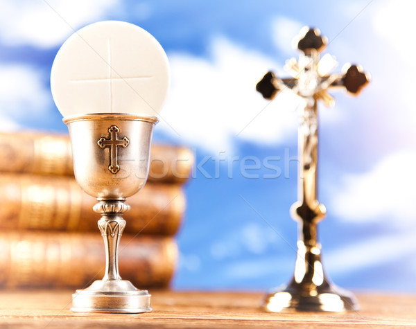 Communion plaquette lumineuses livre jesus église Photo stock © JanPietruszka