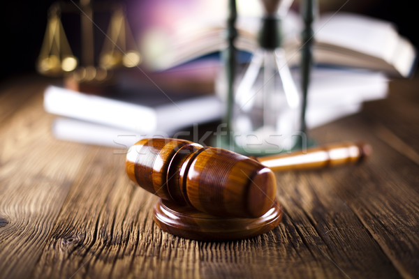 Stock photo: Law theme, mallet of judge, wooden gavel 