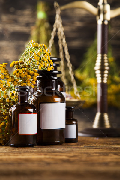 Herbal medicine on wooden desk background Stock photo © JanPietruszka