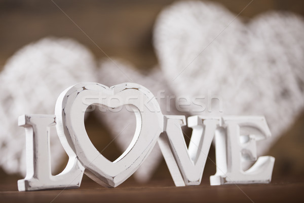 Wooden letters love and heart Stock photo © JanPietruszka