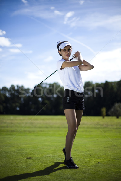 Foto stock: Golfe · brilhante · colorido · mulher · esportes