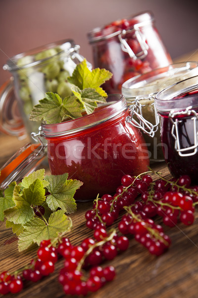 Hausgemachte Obst Marmelade jar Glas Holz Stock foto © JanPietruszka