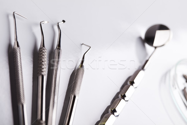 Zahnmedizin zahnärztliche Werkzeuge Medizin Spiegel Tool Stock foto © JanPietruszka