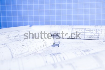 Rolls of architecture blueprints concept Stock photo © JanPietruszka