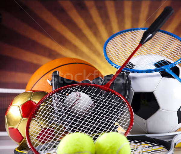 Foto stock: Artículos · deportivos · golf · fútbol · deporte · tenis · béisbol