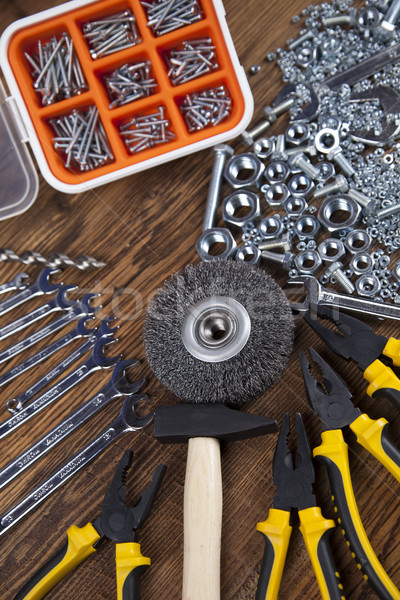 Working tools on wooden background Stock photo © JanPietruszka