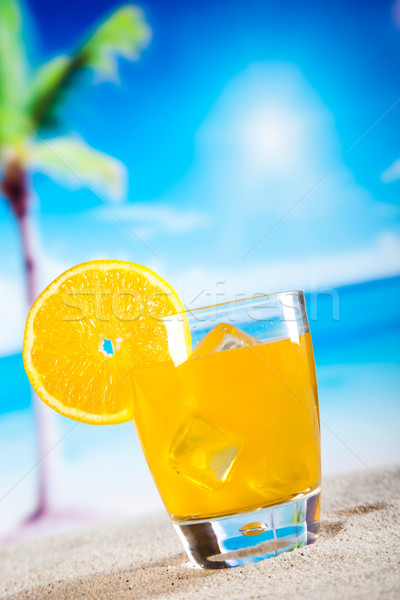 Alcohol drinks, beach background, natural colorful tone Stock photo © JanPietruszka