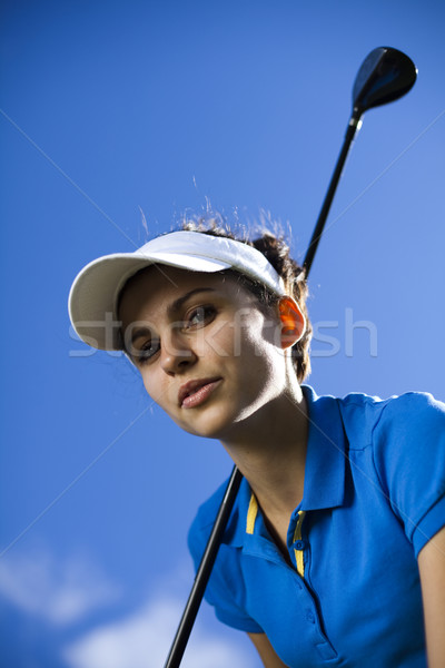 Mulher jovem jogar golfe brilhante colorido Foto stock © JanPietruszka