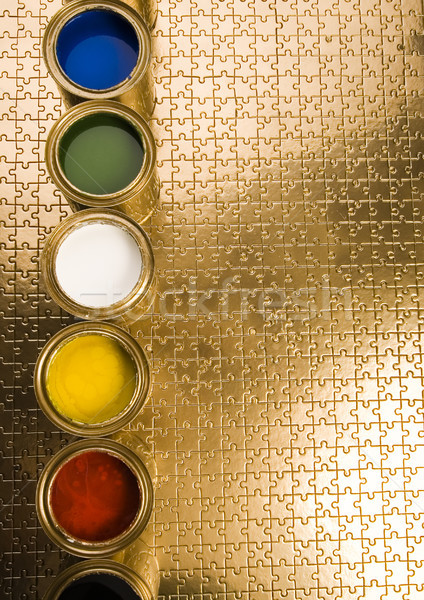 Stock photo: Paint, cans, brush, bright colorful tone concept