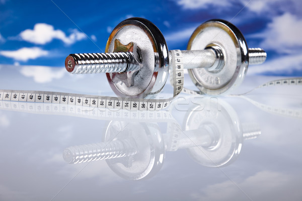 Fitness, dumbell and blue sky  Stock photo © JanPietruszka