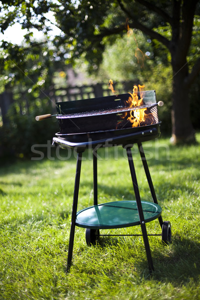 Stock photo: Grill flame, hot burning grill