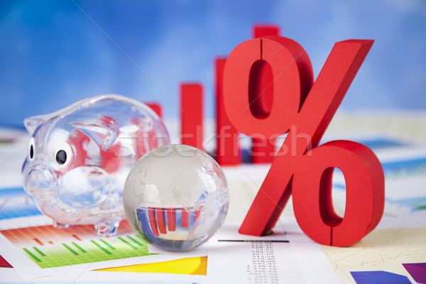 [[stock_photo]]: Pourcentage · réduction · coloré · signe · rouge · Finance