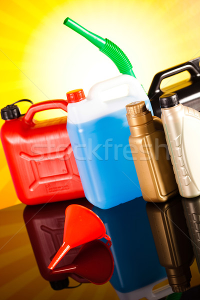 Canisters, Liquids for car on vivid moto concept Stock photo © JanPietruszka