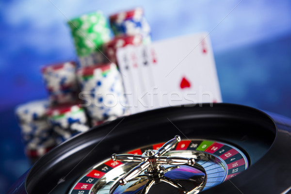 Stock fotó: Póker · zsetonok · számítógépes · játékok · kaszinó · rulett · jókedv · fekete