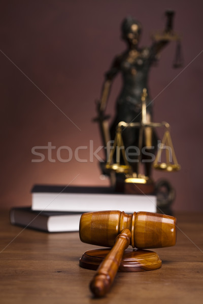 Lei justiça estúdio madeira martelo branco Foto stock © JanPietruszka