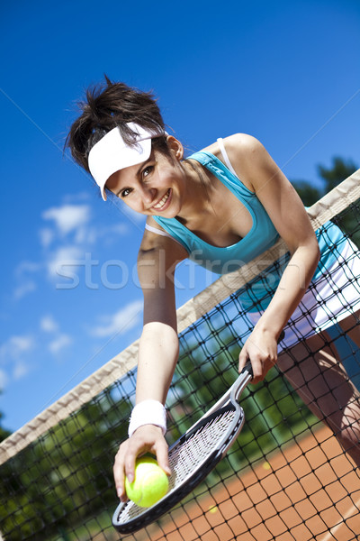 Mulher jogar tênis verão diversão jovem Foto stock © JanPietruszka