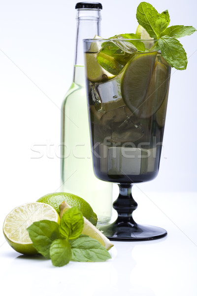 Stockfoto: Vers · mojito · drinken · blad · vruchten · golven