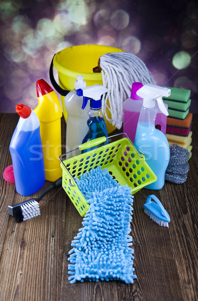 Produktów czyszczących pracy domu butelki usługi chemicznych Zdjęcia stock © JanPietruszka