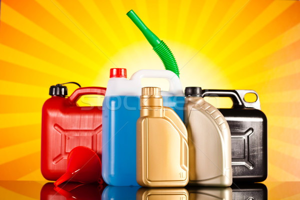 Canisters, Liquids for car on vivid moto concept Stock photo © JanPietruszka