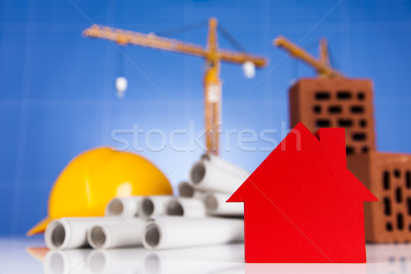 Construction site with cranes and building concept Stock photo © JanPietruszka