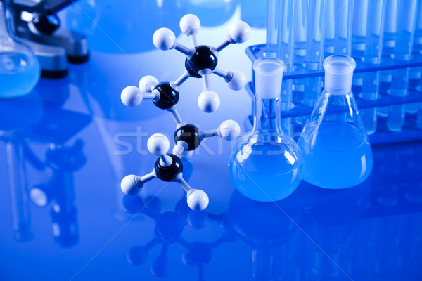 Vegyi laboratórium üvegáru technológia üveg kék Stock fotó © JanPietruszka