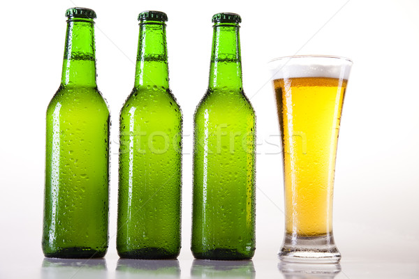 Beer bottle and glass Stock photo © JanPietruszka