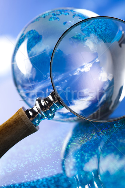 Travelling, magnifying glass and globe Stock photo © JanPietruszka