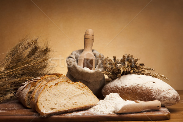Tradicional pão comida fundo jantar ovos Foto stock © JanPietruszka