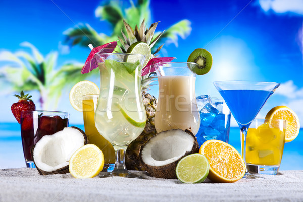 фрукты коктейли пляж продовольствие морем стекла Сток-фото © JanPietruszka
