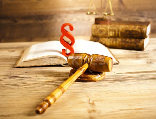 Wooden gavel barrister, justice concept, paragraph Stock photo © JanPietruszka