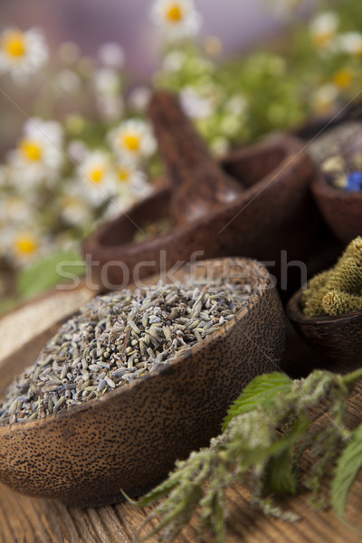 Natural medicine, wooden table background Stock photo © JanPietruszka