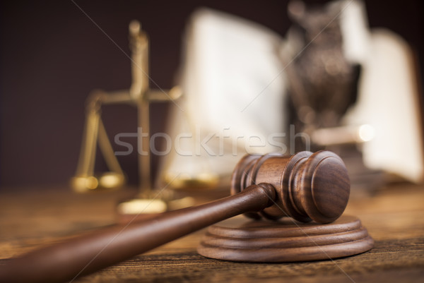 Prawa Sowa sędzia młotek sprawiedliwości młotek Zdjęcia stock © JanPietruszka