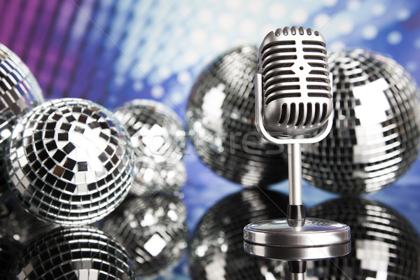 Disco Ball, Microphone and Music background Stock photo © JanPietruszka