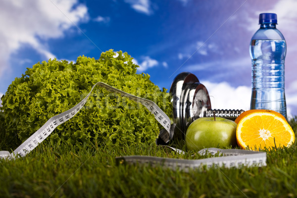 Diet and fitness, dumbell in vitamins  Stock photo © JanPietruszka
