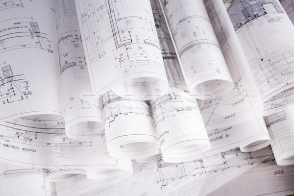Rolls of architecture blueprints concept Stock photo © JanPietruszka