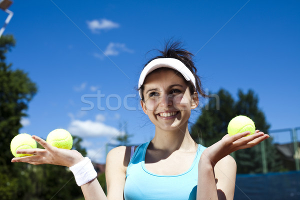 Woman playing tennis, natural colorful tone Stock photo © JanPietruszka