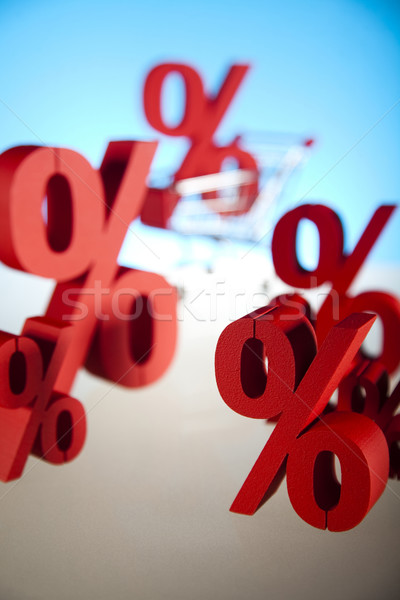 Shopping supermarket cart, percent sign Stock photo © JanPietruszka