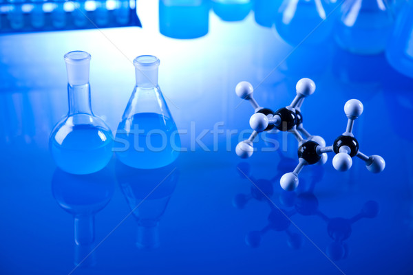 Químicos laboratorio cristalería tecnología vidrio azul Foto stock © JanPietruszka