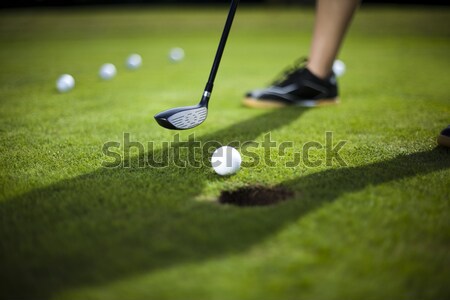 Mädchen spielen Golf hellen farbenreich lebendig Stock foto © JanPietruszka