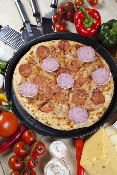 [[stock_photo]]: Chaud · pizza · savoureux · naturelles · alimentaire · feuille