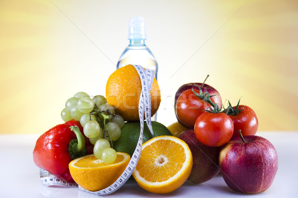 Stock fotó: Zöldség · gyümölcsök · fitnessz · étel · nap · naplemente