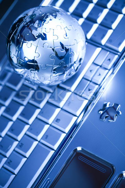 Laptop, modern network symbols concept Stock photo © JanPietruszka