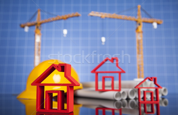 Domu model budowa Żuraw plany działalności Zdjęcia stock © JanPietruszka