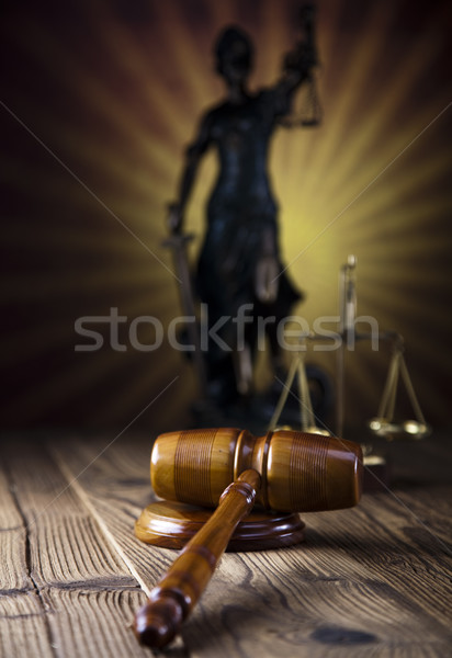 Stock photo: Statue of lady justice, Law concept and sunset