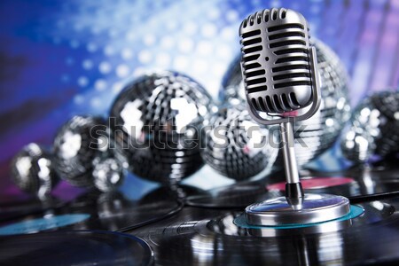 Microphone with disco balls, music saturated concept Stock photo © JanPietruszka