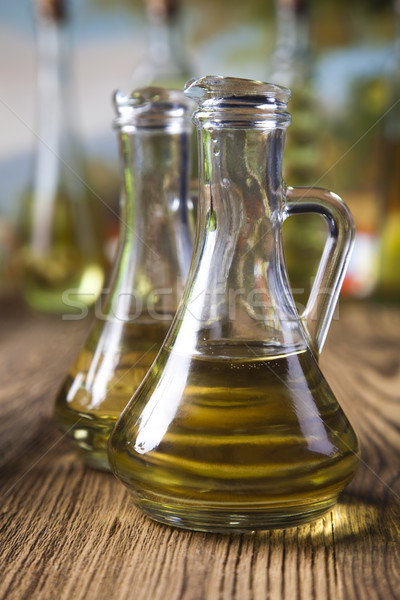 Carafe with olive oil, Mediterranean rural theme Stock photo © JanPietruszka