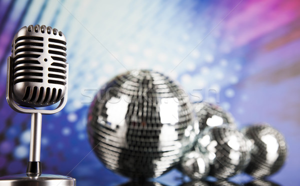 Stock photo: Retro style microphone, Music background