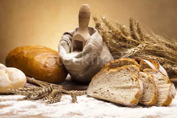 Stock foto: Mehl · traditionellen · Brot · Essen · Hintergrund · Abendessen