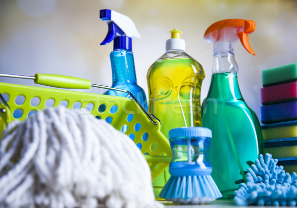 Set Reinigungsmittel home Arbeit farbenreich Gruppe Stock foto © JanPietruszka